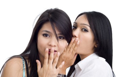 Woman telling her friend a secret clipart