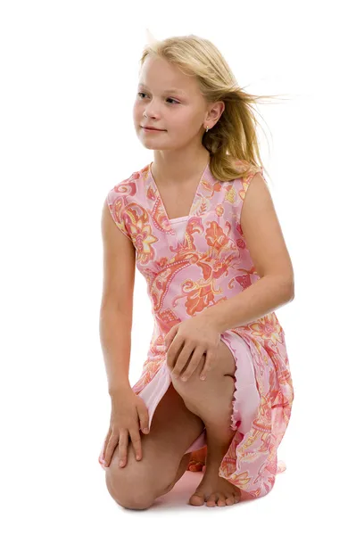 Menina loira posando em estúdio — Fotografia de Stock