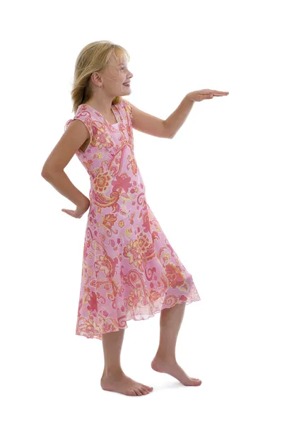 Menina loira fazendo uma dança engraçada — Fotografia de Stock