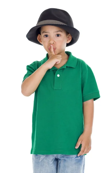 Boy with finger on lips — Stock Photo, Image