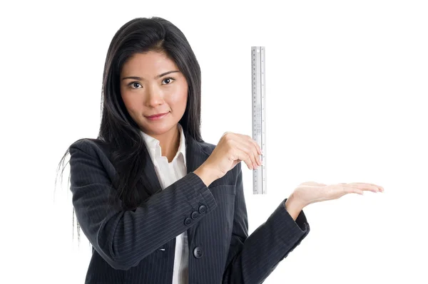 Woman with ruler — Stock Photo, Image