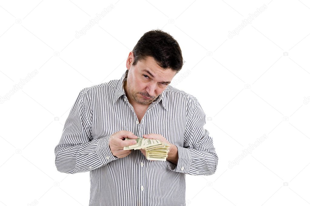 Man counting money