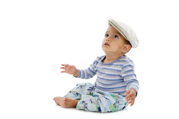 Sevimli küçük çocuk şapkası ile — Stok fotoğraf