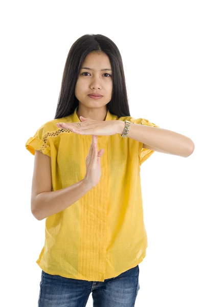 Woman requesting a timeout — Stock Photo, Image