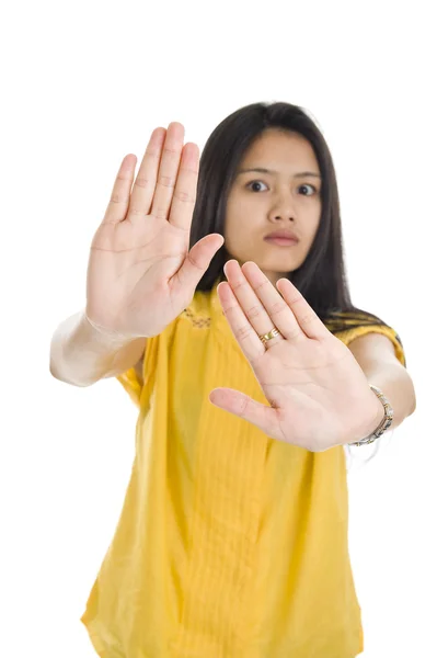 Woman with stop gesture — Stock Photo, Image