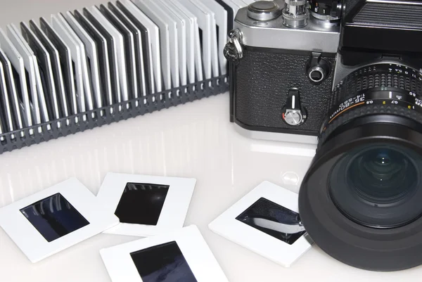 Câmera Reflexa Espelho Antigo Slides — Fotografia de Stock