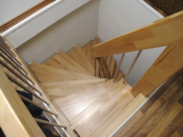 现代木楼梯 图库照片
