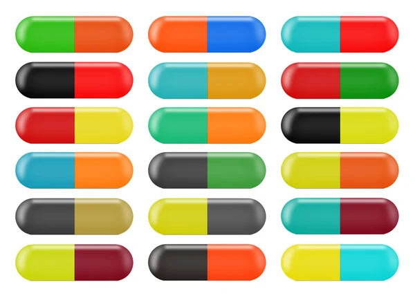 Капсульные кнопки различных цветов — стоковое фото