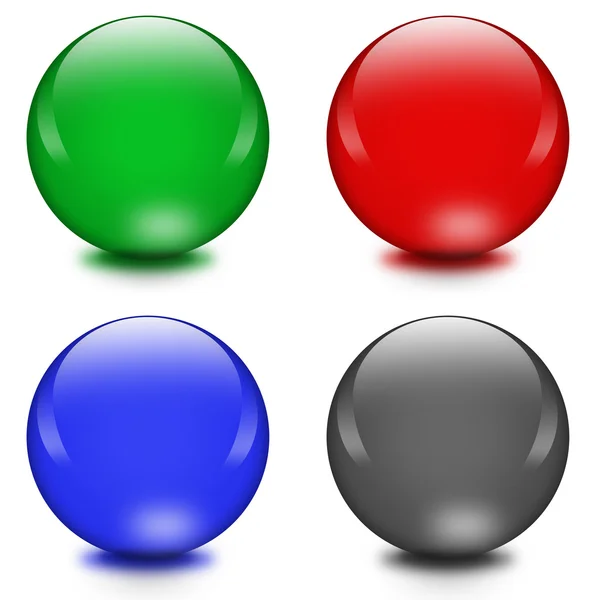 Négy különböző színű kristálygömb — Stock Fotó