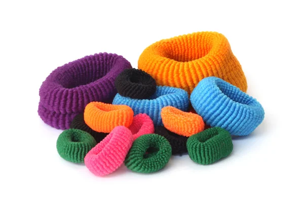 Pile of colorful hair elastics — Stock Photo, Image