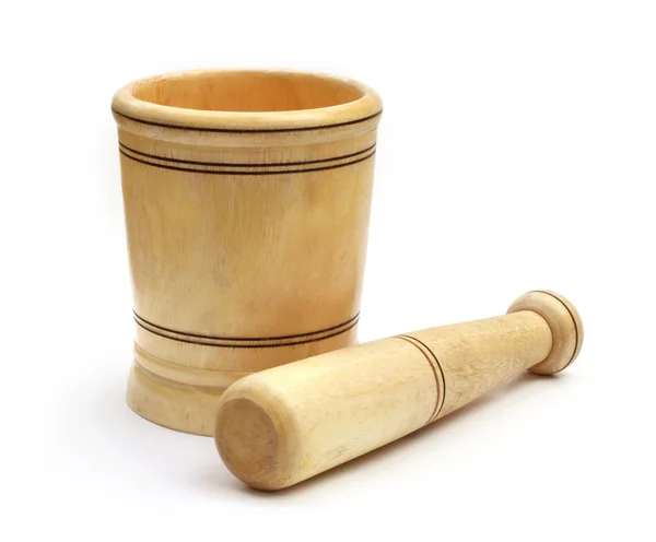 Wooden mortar with pestle — Stock Photo, Image