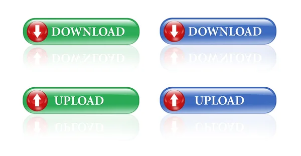Przyciski internetowe download i upload — Zdjęcie stockowe