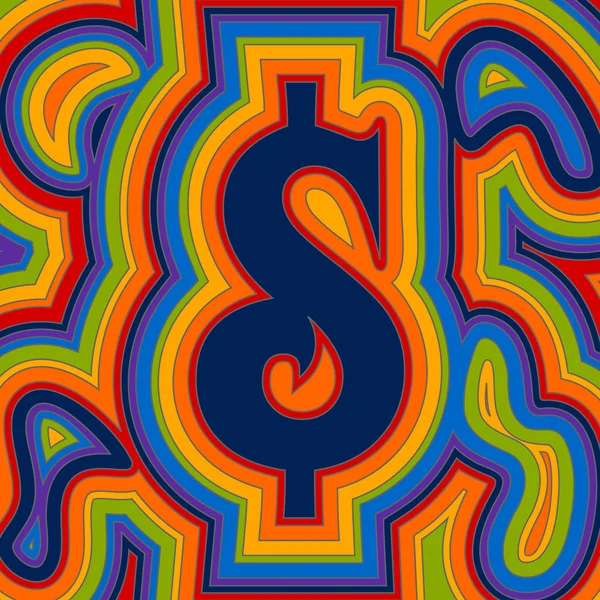 Groovy Money - Rainbow Dollar — Stock Vector