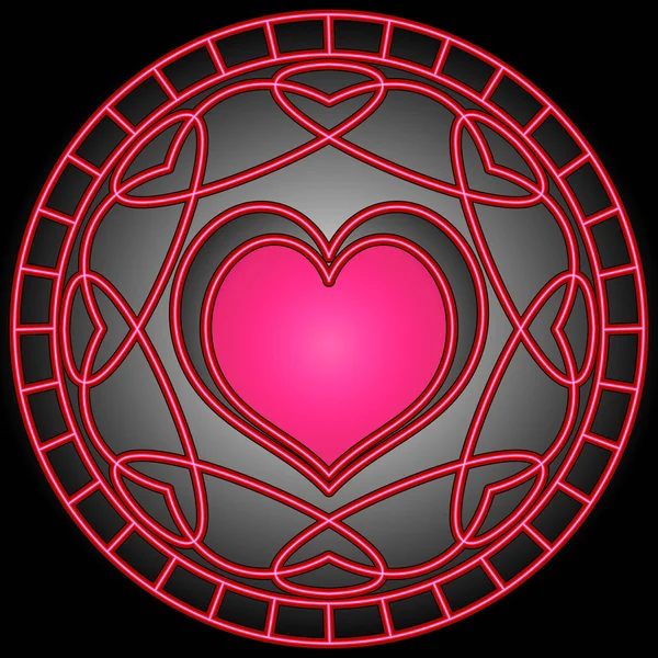 Розовое Сердце Вращающиеся Узоры Круге — стоковый вектор