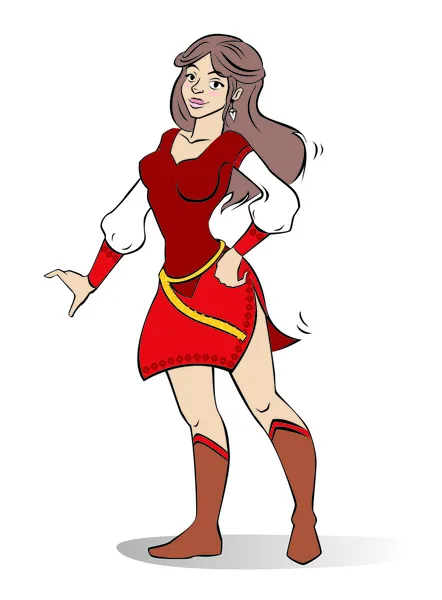 Девушка в коротком средневековом платье — стоковый вектор