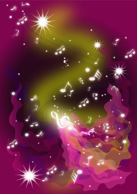 Abstract illustration of musical symbols and tones clipart