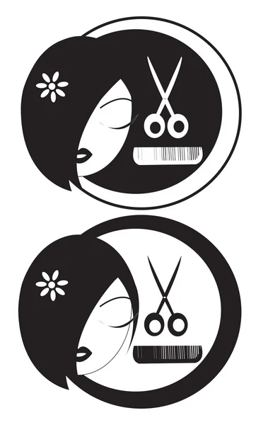 Чорно Білий Логотип Перукарів Ліцензійні Стокові Зображення
