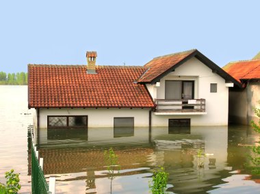 Flood - house in water clipart