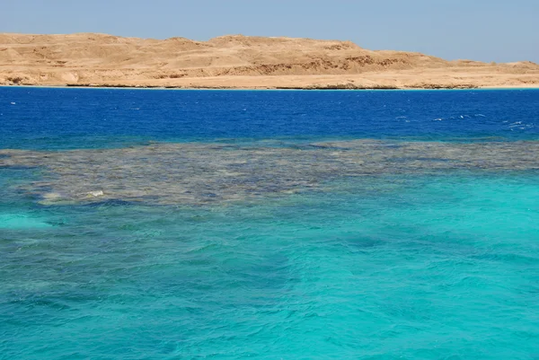 Acqua Turchese Blu Con Barriera Corallina Nel Mar Rosso Egitto — Foto Stock