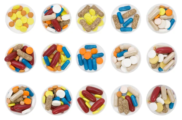 Jinak barevné a tvarové pilulky — Stock fotografie