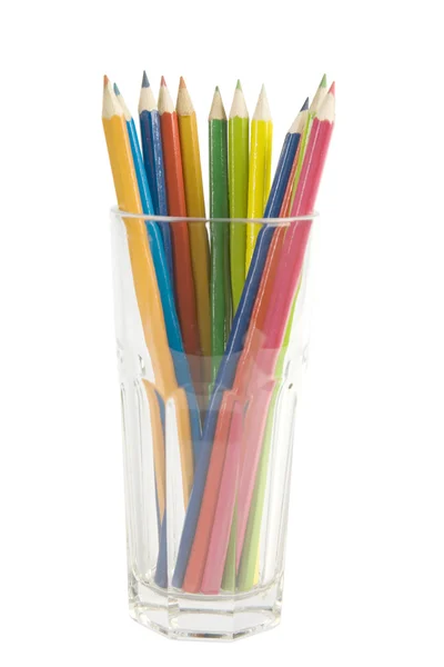 유리에 색된 연필 — 스톡 사진