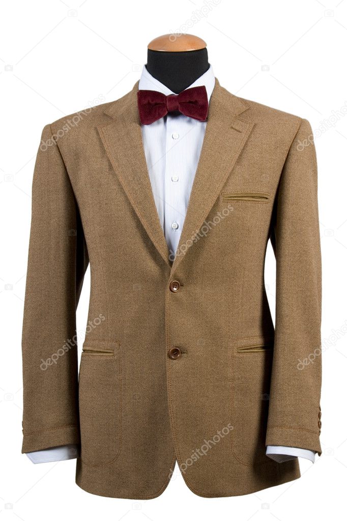 Front view of elegant brown suit