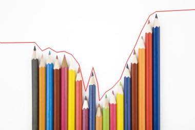 Graph illustrating growth made up of colored pencils clipart