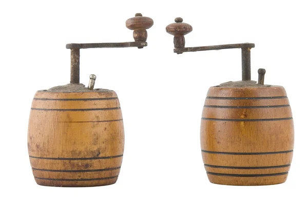 Dois moedor marrom vintage, feito de madeira — Fotografia de Stock