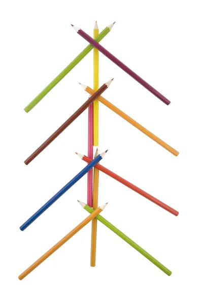 圣诞树由彩色铅笔 — 图库照片