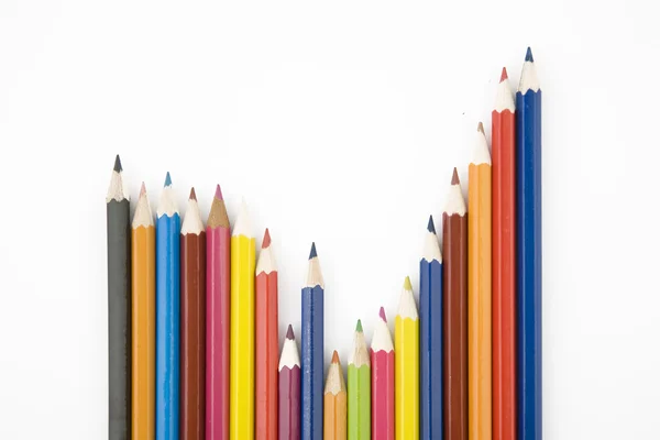 色の鉛筆の正面図 — ストック写真