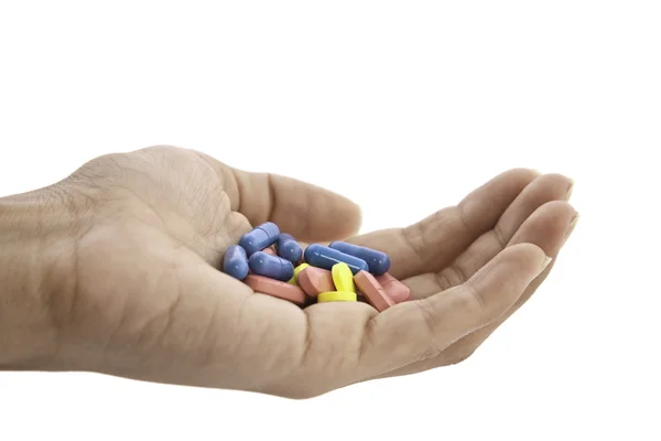Pills Hand Isolated White Background — Stock Photo, Image