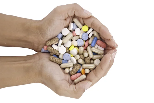 Tabletki w ręce — Zdjęcie stockowe