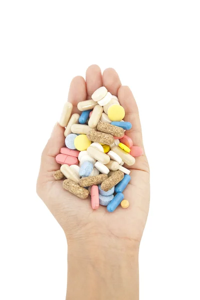 Tabletki Dłoni Izolowane Białym Tle — Zdjęcie stockowe