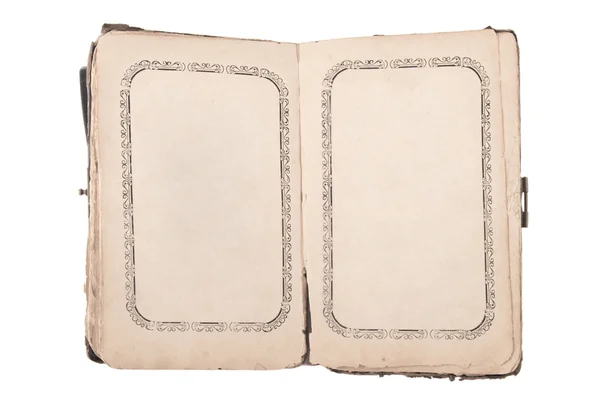 Старая открытая книга с бланками — стоковое фото