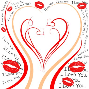 Hearts and kiss background clipart