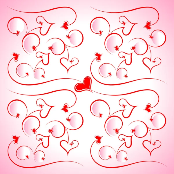 Background from hearts and scrolls — Stock Vector