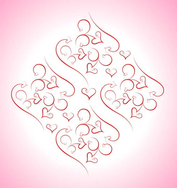 Abstract Pattern Hearts Scrolls — Stock Vector