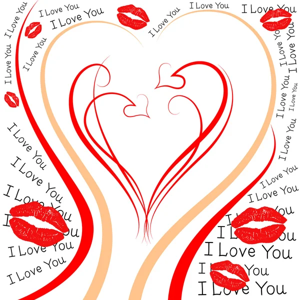 Coeurs et fond baiser — Image vectorielle