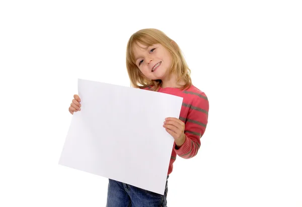 Chica con papel blanco —  Fotos de Stock