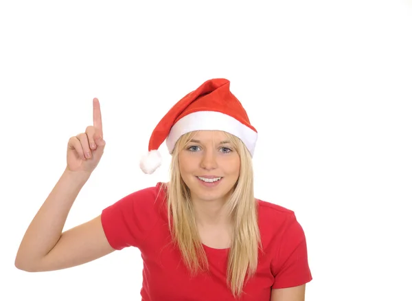 Christmas girl shows up — Stock Photo, Image