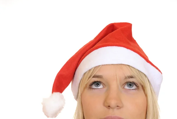 Різдвяна дівчина дивиться вгору — стокове фото