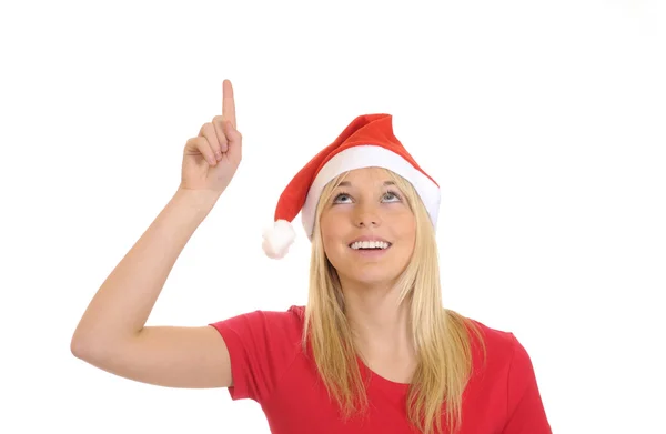 Christmas girl shows up — Stock Photo, Image