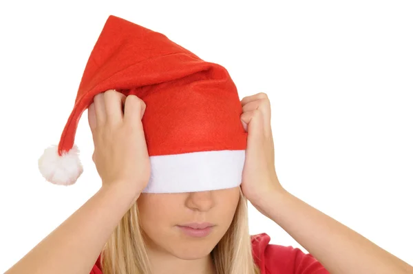 Stressed christmas girl — Stock Photo, Image