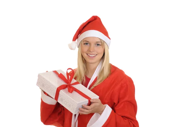 Christmas girl with gift — Stock Photo, Image