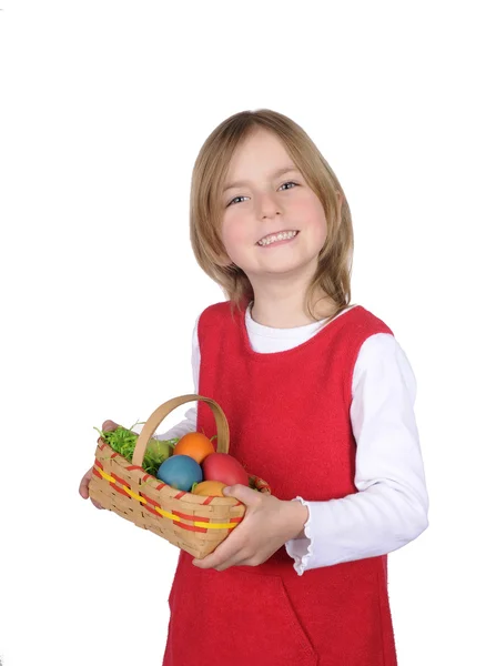Girl with easter basket — Stock Photo, Image