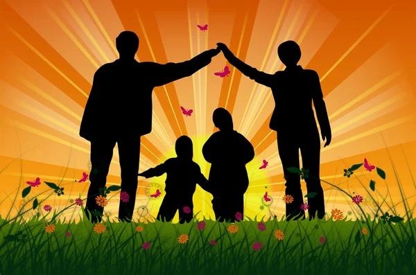 Illustratie met familie silhouetten — Stockfoto
