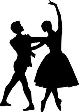 Ballet dance girl and boy silhouettes vector clipart