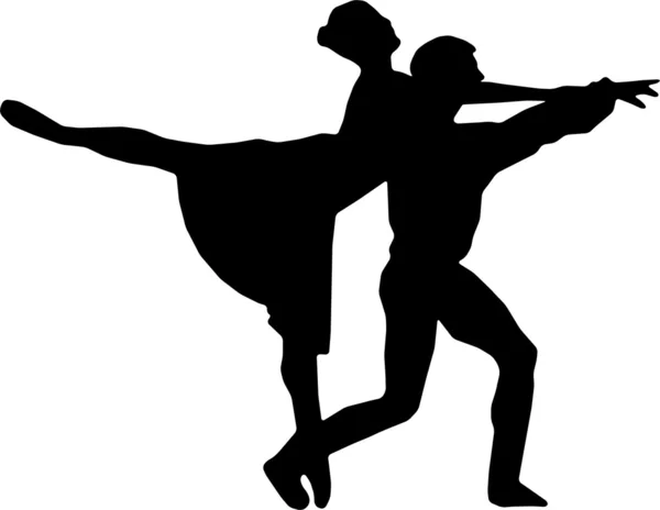 Balet taniec dziewczyna i chłopak sylwetka wektor — Wektor stockowy
