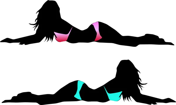 Bikini femme silhouette — Image vectorielle