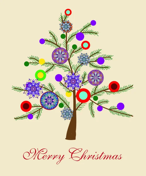 Красивая рождественская елка. Рождественская открытка — стоковый вектор